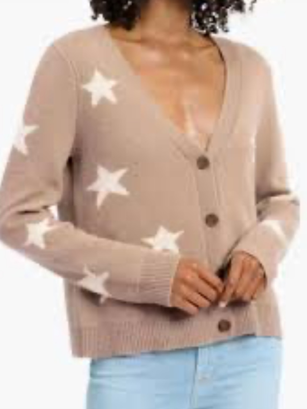 Splendid Sweater - brown/white “Celestine” star cardigan